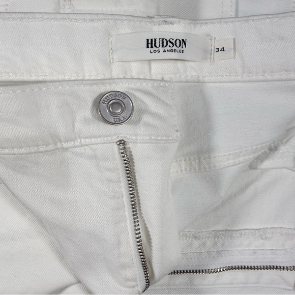 Hudson Jeans Denim - Hudson Wide Leg Cropped Jeans White Denim Raw Hem